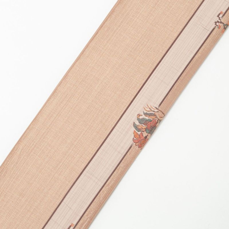 洒落袋帯 縞 有職文様 花兎 鳳凰 鶏頭金襴 ベージュ色 マルチカラー